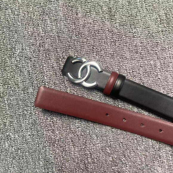 Chanel Black/Red Reversible Belt 85cm | 1.2in Wide
